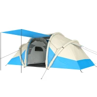 Outsunny Tenda Gonfiabile, Facile da Montare, 4 Persone, 2 Camere da Letto, Blu(m-1)