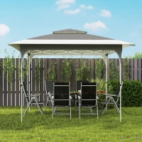 Outsunny Tenda Dobrável 3,5x3,5 m Pop-up com Altura Ajustável 3 Níveis Teto Duplo Fecho Central e Bolsa UPF50+ Cinzento(m-9)