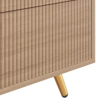 HOMCOM Bedroom Chest of Drawers with 4 Drawers, Fluted Dresser with Gold Tone Handles, Storage Cabinet, Natural(m-13)