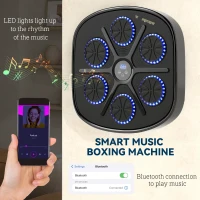 SPORTNOW Music Boxing Machine, Smart Bluetooth Boxing Machine Wall Mounted with 9 Speeds & Modes, LED Lights and Gloves, Punching Pad for Adults, Black(m-5)