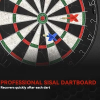 SPORTNOW Professional Bristle Dartboard Set with EVA Surround Ring, 6 Steel Tip Darts, Black(m-6)