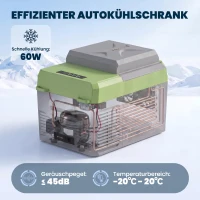 Outsunny 12 liter compressor koelbox elektrische koelbox met aansluiting koelhoudfunctie Grijs+Groen(m-4)