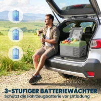 Outsunny 12 liter compressor koelbox elektrische koelbox met aansluiting koelhoudfunctie Grijs+Groen(m-6)