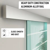 HOMCOM 90cm Sliding Glass Door with Hardware Track Kit, Frosted Tempered Glass with Stripe Pattern, Round Handle(m-9)
