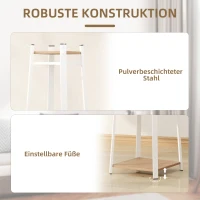 HOMCOM Kleiderständer, Trapez-Design, dreistufig, 8 Doppelhaken, Stahll, Weiß+Eiche(m-7)
