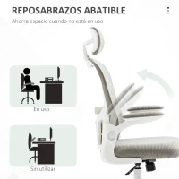Vinsetto Silla de Oficina de Malla Silla de Escritorio Respaldo Alto Reposacabezas Ajustable Soporte Lumbar 4D 62x64x120 cm Gris(m-6)
