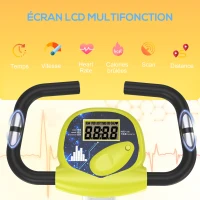 HOMCOM Vélo d'Appartement Pliable Magnétique Cardio-training - Sport Maison avec 8 Niveaux de Résistance et Roulettes - Silencieux Home Trainer avec Capteur de Pouls pour Fitness Homme et Femme, Jaune(m-4)
