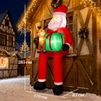 Outsunny 9.3ft Giant Christmas Inflatable Hanging Santa Claus Sitting w/ Reindeer, Gift Box(m-3)