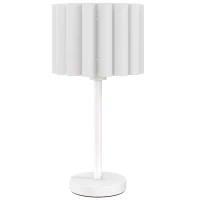 HOMCOM Tischlampe im Retro-Stil, Nachttischlampe, Kunststoff-Schirm, Knopfschalter, Weiß(m-1)