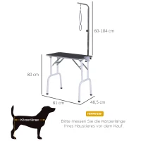 PawHut Trimtafel inklapbaar tafel voor het trimmen dierentrimtafel voor honden katten metaal zwart(m-3)