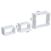 HOMCOM Wandstelling hangende stelling met 3 vakken kubus stelling opbergruimte MDF 2 kleuren(m-3)