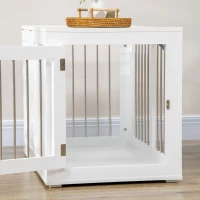 PawHut Casetta per Cani Taglia Media con 2 Porte Bloccabili, Gabbia in Acciaio e MDF, 80x50x56.5 cm, Bianco(m-8)