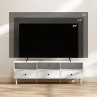 HOMCOM TV-Kommode, TV-standaard voor 190,5 cm schermen, 3 open vakken, 3 laden, spaanplaat, wit(m-6)