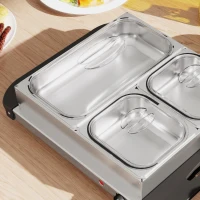 HOMCOM 4.5L Stainless Steel Electric Buffet Server, with 3x Trays and Lids, Set of 2(m-8)