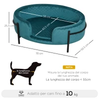 PawHut Cuccia per Cani da Interni, Divano per Gatti e Cani di Taglia Piccola e Media Max. 15kg, Verde Petrolio 70x50.5x25.5cm(m-3)