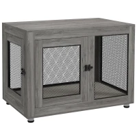 PawHut Hondenbench, puppybench, met opbergruimte, waterafstotend kussen, stalen gaas, verstelbare poten, 94x60x71,5 cm(m-1)