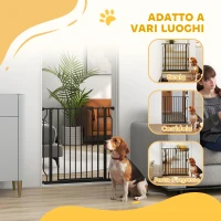 PawHut Cancelletto per Cani Estensibile e Regolabile per Scale e Porte, in Acciaio e ABS, 75-85x76 cm, Nero(m-6)