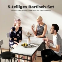 HOMCOM 5-teiliges Bartisch-Set mit 4 Stühlen, Industrielles Design, für Küche, Esszimmer, Stahl, Hellgrau(m-4)