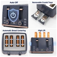 HOMCOM Toaster 4 slice, Toaster with 7 Browning Levels, High Lift, Reheat/Defrost/Cancel, Self-centring Function, Dark Blue(m-7)