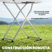 Outsunny Mesa Plegable Camping Portátil con Altura Ajustable en 5 Niveles Encimera de HDPE y Marco Metálico 75x50x73,5 cm Blanco(m-4)