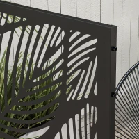 Outsunny Tuinafscheiding met bloemenpatroon, metaal, 122 x 45 x 198 cm, zwart(m-8)