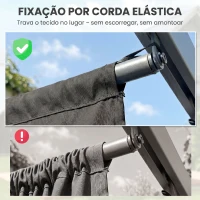 Outsunny Cobertura para Pérgola 2,5x2,55 m Teto de Substituição Retrátil para Pérgola com 10 Orifícios de Drenagem Cinza Escuro(m-7)