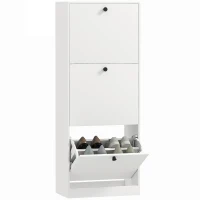 HOMCOM Schoenenkast, 3 Lades, voor tot 12 Paar Schoenen, Spaanplaat, Wit(m-11)