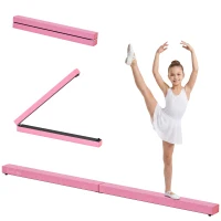 HOMCOM 2.1M 7FT Gymnastics Folding Balance Beam Home Gym Training Exercise Sports - Pink(m-1)