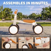 AIYAPLAY Balance Bike, Lightweight Baby Balance Bike with Foldable Design, Adjustable Seat, No Pedal for 1-2 Years, Cream White(m-8)