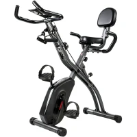 SPORTNOW Vélo d'Appartement Pliable Vélo de Fitness 4 en 1 Silencieux Connecté Kinomap Bluetooth et Zwift 105x53,5x109cm Noir(m-1)