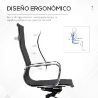 Vinsetto Silla de Escritorio Ergonómica Tela de Texteline Transpirable Silla de Oficina Giratoria con Altura Ajustable Reposabrazos y Respaldo Alto 56x59x110-120 cm Negro(m-8)