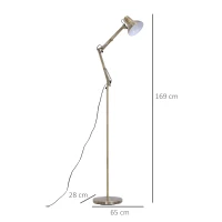HOMCOM Lampadaire orientable design éclairage directionnel hauteur et angle réglable dim. 65L x 28l x 149-169H cm métal coloris laiton(m-3)