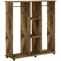 HOMCOM Armoire penderie meuble de rangement mobile 6 roulettes 120 x 40 x 128 cm en bois marron(m-1)