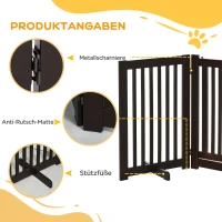 PawHut Afschermhek voor honden deurafscherming veiligheidshek MDF, donkerbruin(m-6)
