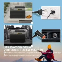 Outsunny Glacière électrique à compression 56L portable avec modes ECO/MAX, tige télescopique et roulettes, noir(m-5)