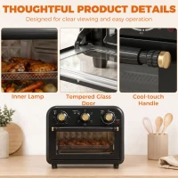 HOMCOM Air Fryer Toaster Oven, Convection Countertop Oven, with Adjustable Temperature and Timer, 12 L, Black(m-9)