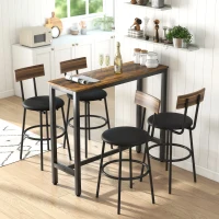 HOMCOM Rectangular Bar Table, Wood Effect Pub Coffee Table for Small Space, Breakfast Dining, Kitchen, Industrial, Rustic Brown(m-10)