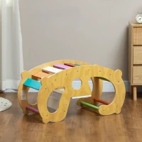 AIYAPLAY 2-in-1 klimrek met schommelstoel, houten klimboog om te schommelen en klimmen, klimspeelgoed, voor kinderen 1,5-4 jaar, binnen, multicolor(m-9)
