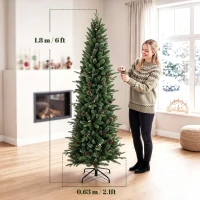 HOMCOM Slim Gracious Pine Xmas Tree, 6ft/180cm Artificial Christmas Tree with 688 Branch Tips, Foldable Steel Stand, Green(m-3)