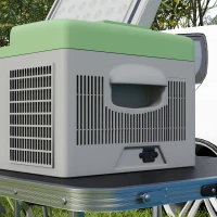 Outsunny Auto Koelkast, Koelbox, 16L, -20℃ tot 10℃, ECO/MAX, 60x32x26cm, Groen/Grijs(m-9)