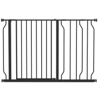 PawHut Huisdier Afsluithek, Klemmontage, Verstelbare Lengte, Staal/ABS, 75-115 x 76cm, Zwart(m-1)