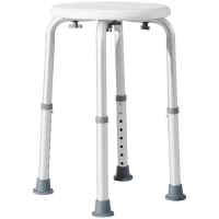 HOMCOM Shower Chair, Height Adjustable Aluminium Shower Stool with Non-Slip Feet for Disabled, Elderly, White(m-10)