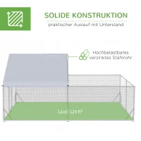 PawHut kippenhok buitenren, 400 x 300 x 195 cm kippenhok met beschermdak(m-4)