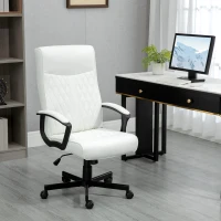 Vinsetto Cadeira de Escritório Giratória 360° com Encosto Alto Altura Ajustável e Função de Inclinação 65x65x102-112,5cm Branco creme(m-10)