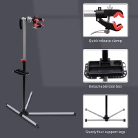 HOMCOM Bike Repair Stand Workstation, Bicycle Maintenance Workstand, Height Adjustable, with Tool Tray & 360° Rotating Adjustable Clamp for Home Mechanic Workshop(m-4)