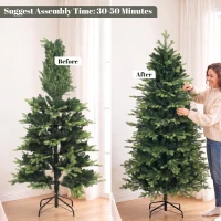 HOMCOM Geneva Fir Hinged Xmas Tree, 6ft/180cm Artificial Christmas Tree with 1610 Branch Tips, Foldable Steel Stand, Green(m-7)