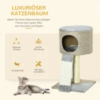 PawHut Kratzbaum Katzenbaum Kletterbaum für Katzen Katzenkiste mit Katzenball Grau 30x30x50 cm(m-4)