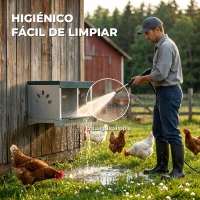 PawHut Ponedero para Gallinas de Acero Galvanizado con 2 Huecos para 2 Gallinas con Techo Impermeable y Ventilación Plateado y Verde(m-6)