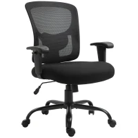 Vinsetto Mesh Bürostuhl Schreibtischstuhl Drehstuhl 360° drehbar mit Armlehne Höhenverstellbar mit Wippfunktion Belastbarkeit bis 180 kg Schwarz 71 x 63,5 x 100-110 cm(m-10)