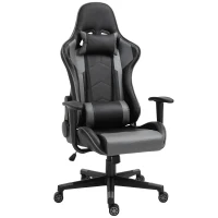 Vinsetto ergonomische bureaustoel, gaming stoel, draaistoel, kunstleer, schuimstof, MDF, zwart, 67,5 x 56 x 126-136 cm bureaustoel stoel kunstleer schuimstof MDF zwart | Aosom.de(m-1)